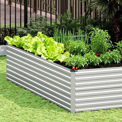 Vengarus 8x4x2ft Galvanized Raised Garden Bed,Metal 8x4x2 ft, Silver