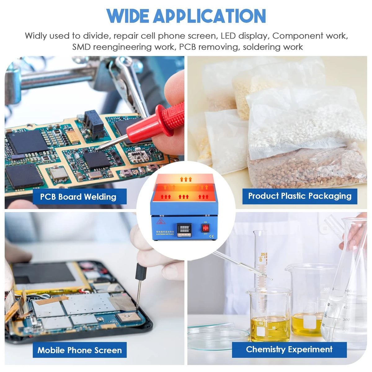 Soiiw 110V 850W Soldering Hot Plate LED Microcomputer 200X200mm