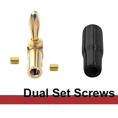 8x 90 Deg Banana Plugs Gold Plated Copper Dual Screw Solderless 10-18AWG Speaker