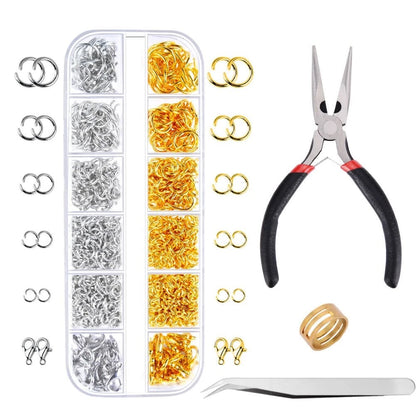 Paxcoo 1200Pcs Open Jump Rings and Lobster Clasps Jewelry Silver Gold