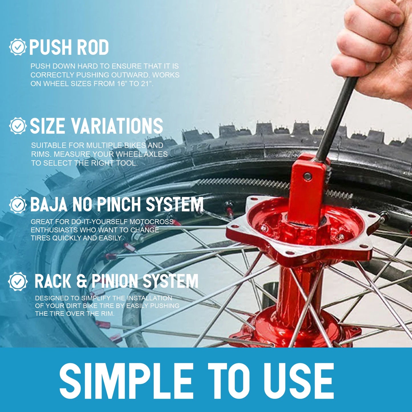 Dirt Bike Tire Changing Tool Kit for Motocross,Enduro,Dirt Bikes 16"to21" Wheels