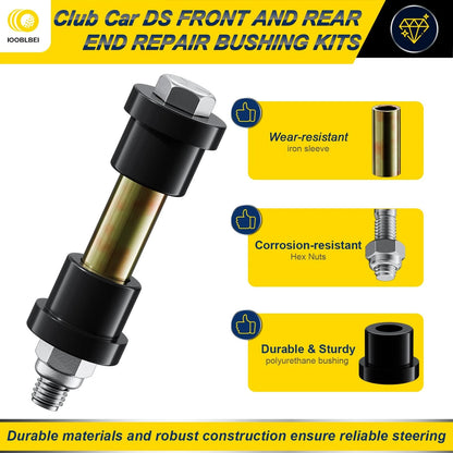 1993-UP Club Car Deluxe Repair Bushing Kit for DS, Golf Cart Front and black