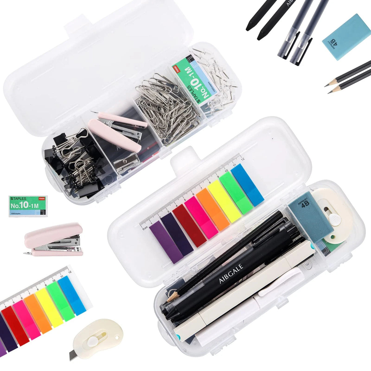123 Pcs Office Supplies Kit with Desk Organizers, Stationery Clear