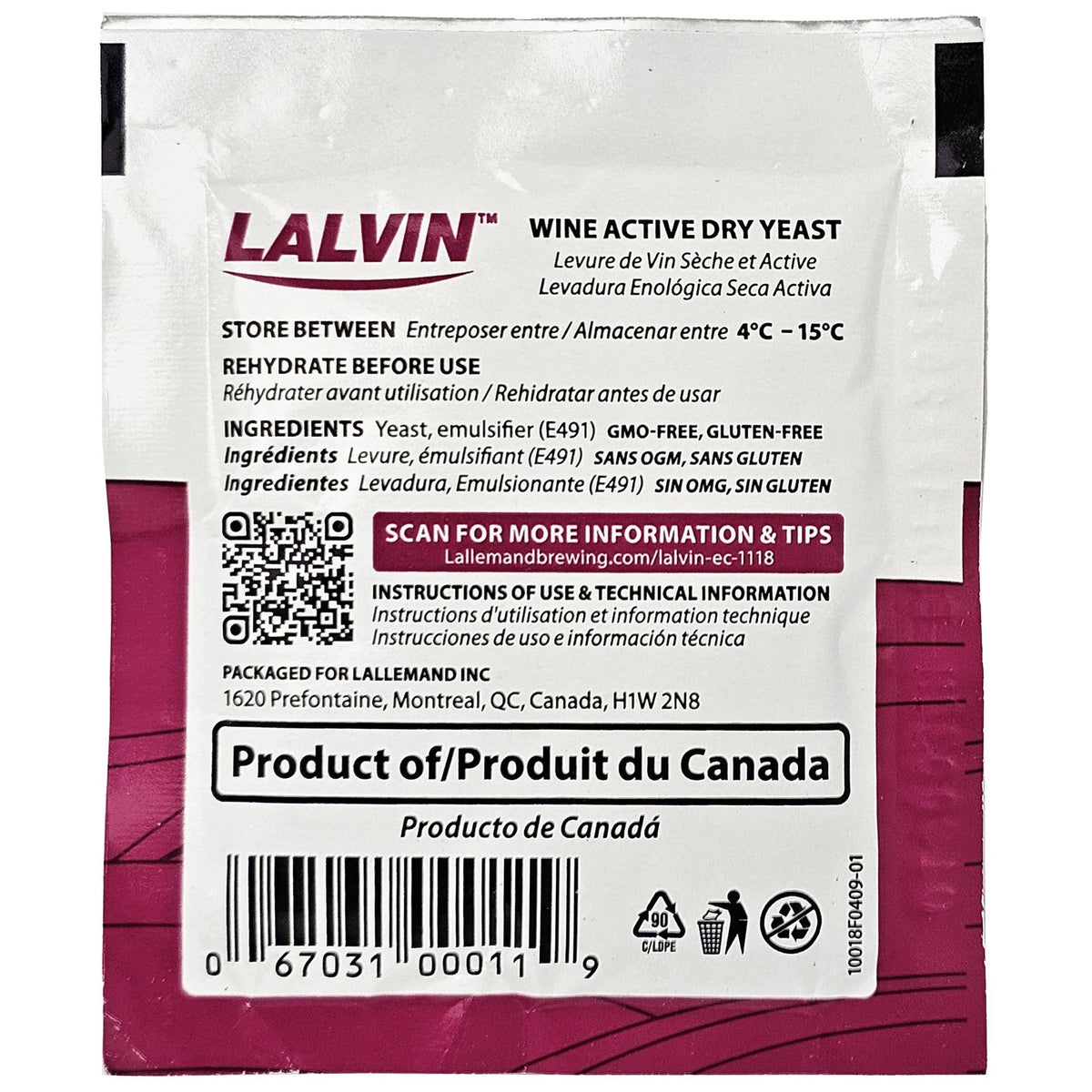 Lalvin Wine Yeast EC-1118 10pk 0.18 Ounce (Pack of 10), Beige