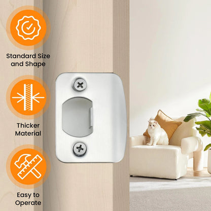 2 Sets Door Latch Strike Plates Restorer, Opening Medium, Silver