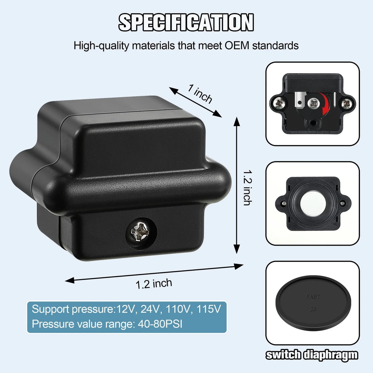 Dreyoo 40-80 PSI Water Pump Pressure Switch Assembly for 12V 24V 110V Black