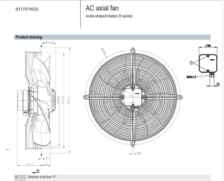 Ebmpapst S4D450 8317074025 Axial Fan 400VAC ??450MM 0.95/0.52A Cooling Fan