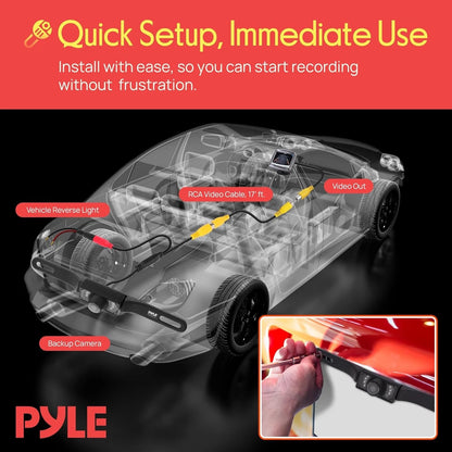 Pyle License Plate Rearview Mirror Cam,1080p Full HD Waterproof Rear Black
