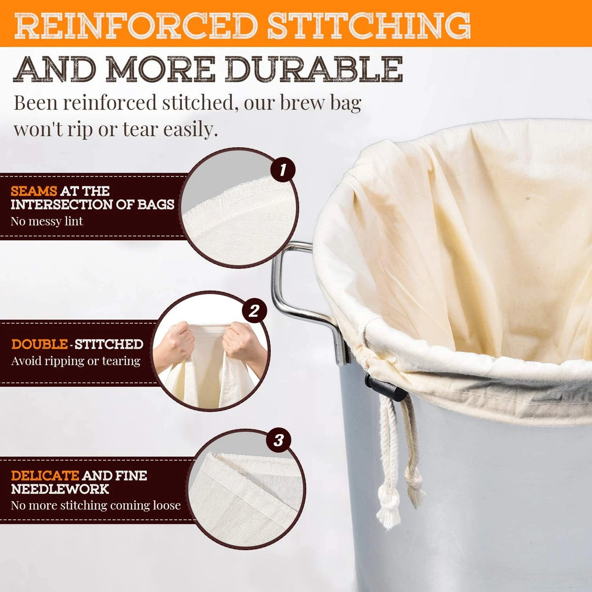 Brew Bag, 26" x 22", 2 Pack,  Unbleached 2 Count (Pack of 1), white
