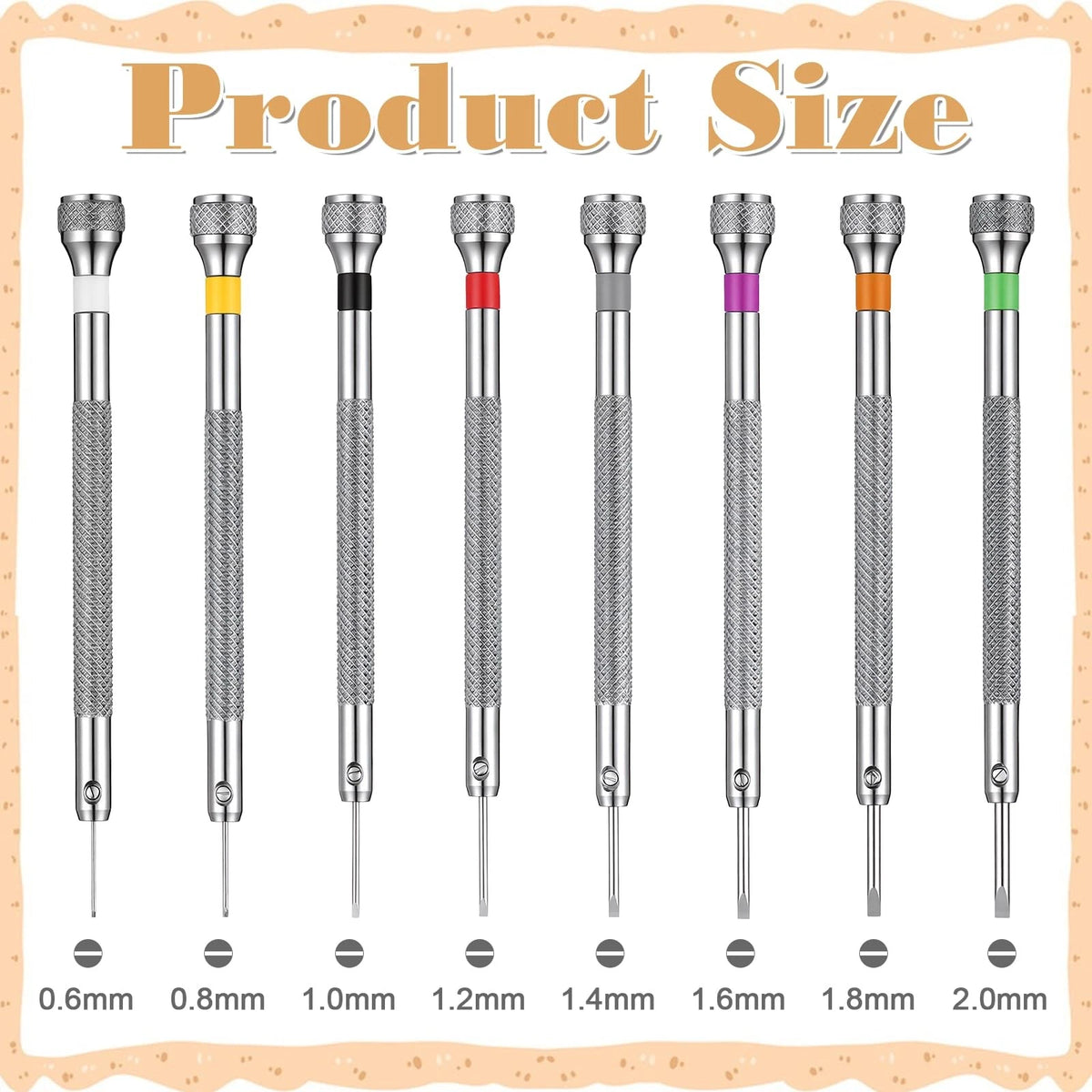 Watch Screwdriver Set, 0.6-2.0 mm Precision Jewelers Set Silver