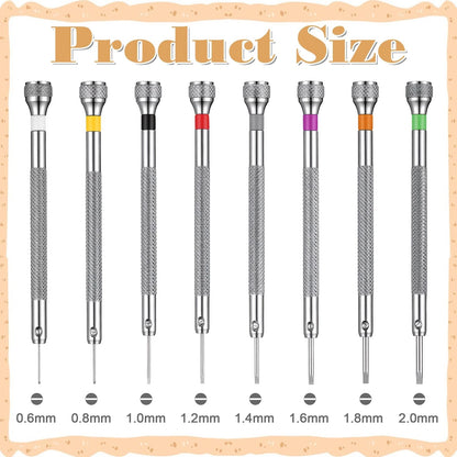 Watch Screwdriver Set, 0.6-2.0 mm Precision Jewelers Set Silver