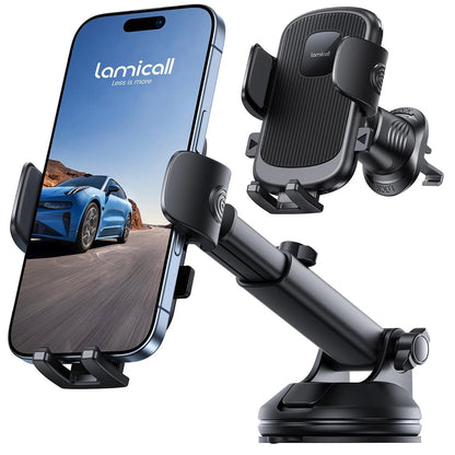 Lamicall Car Phone Holder [3-in-1 Pro Version Suction Cup] 360° Black