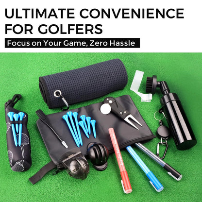 21 Pcs Golf Essentials Kit, Club Cleaning Kit - Brush & Black