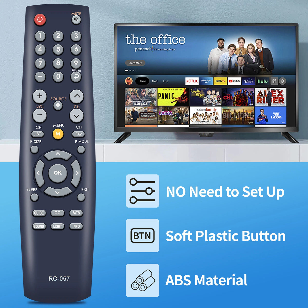 RC-057 Remote Control For Coby TV TFTV1925 TFTV2225 LEDTV1935 TFTV2425