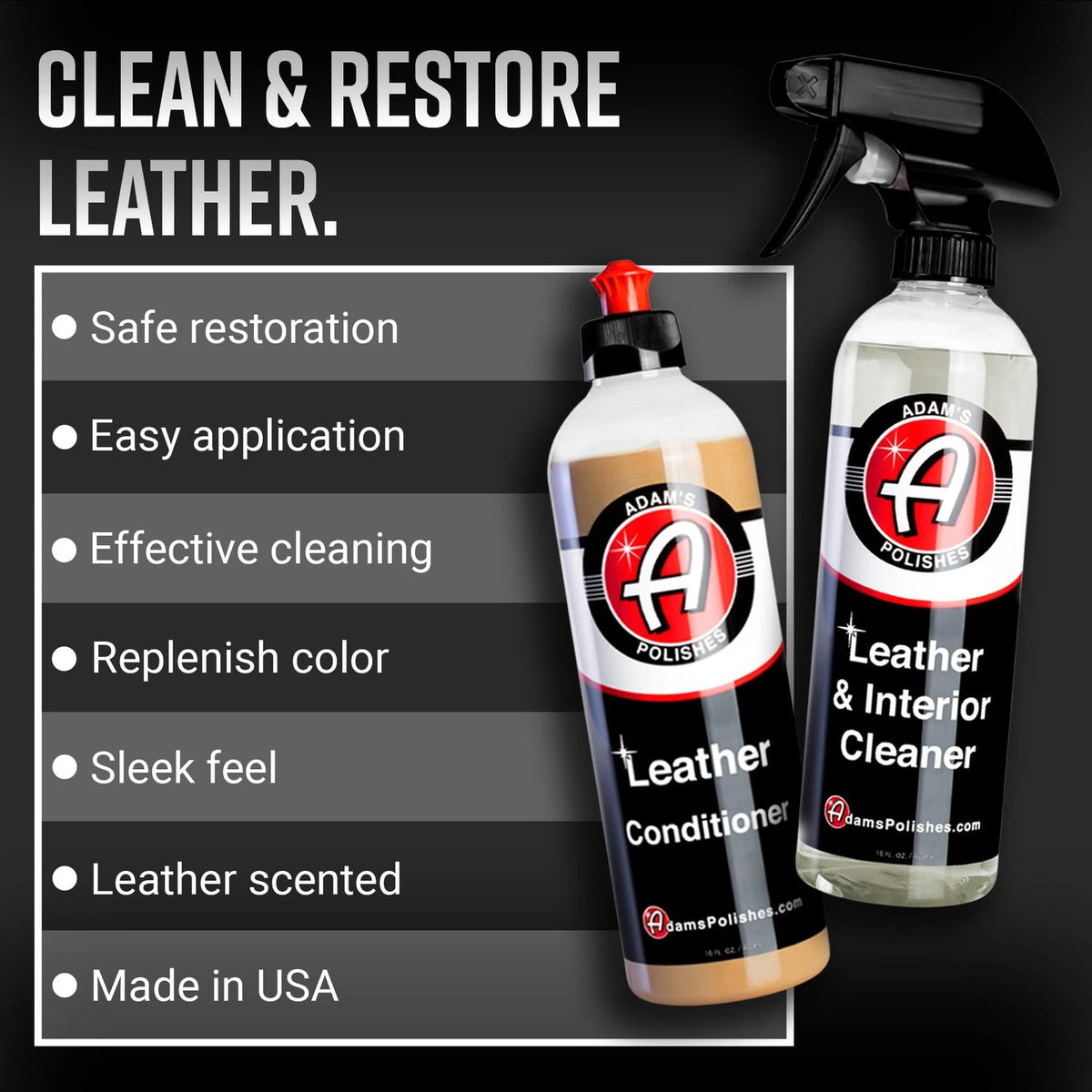 Adam's Polishes Leather Care Kit - Cleaner & 16 Fl Oz (Pack of 2)