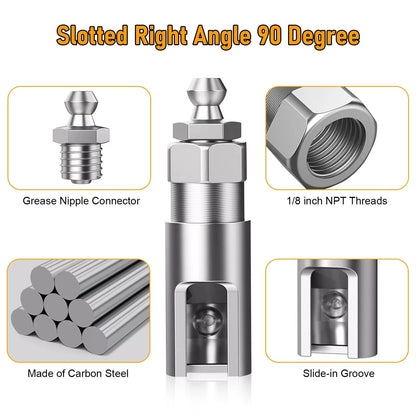 Grease Gun Coupler, 1/8 Inch NPT Right Angle Grease Coupler, 90 Degree