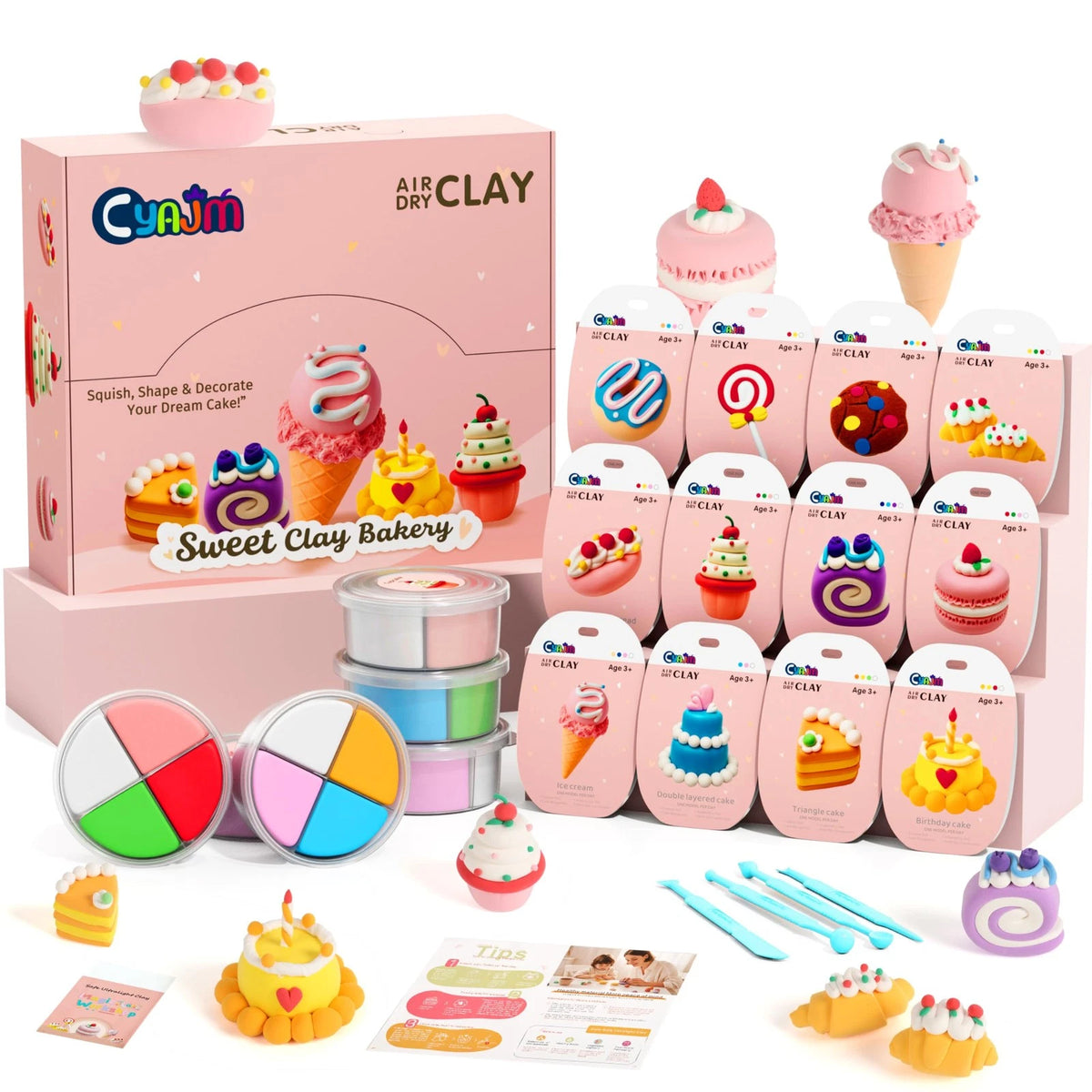 Cake Themed Air Dry Clay Kit for Kids - 12 Boxes Ultra Light Model Theme