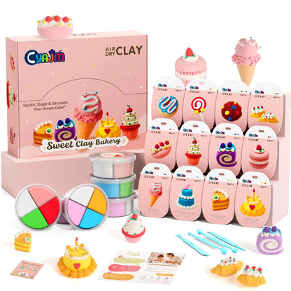 Cake Themed Air Dry Clay Kit for Kids - 12 Boxes Ultra Light Model Theme