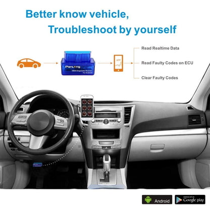 Panlong OBD2 Scanner Bluetooth OBDII Diagnostic Tool Car Blue for Android