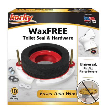 Korky 6000BP Universal Toilet WaxFree Seal with Hardware - 1 Pack, Red