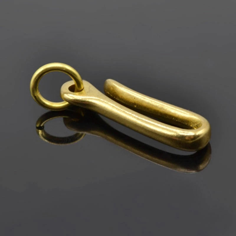 2Pcs S Retro Solid Brass KeyChain Key Ring Belt U Hook Wallet Chain Fish Hook h