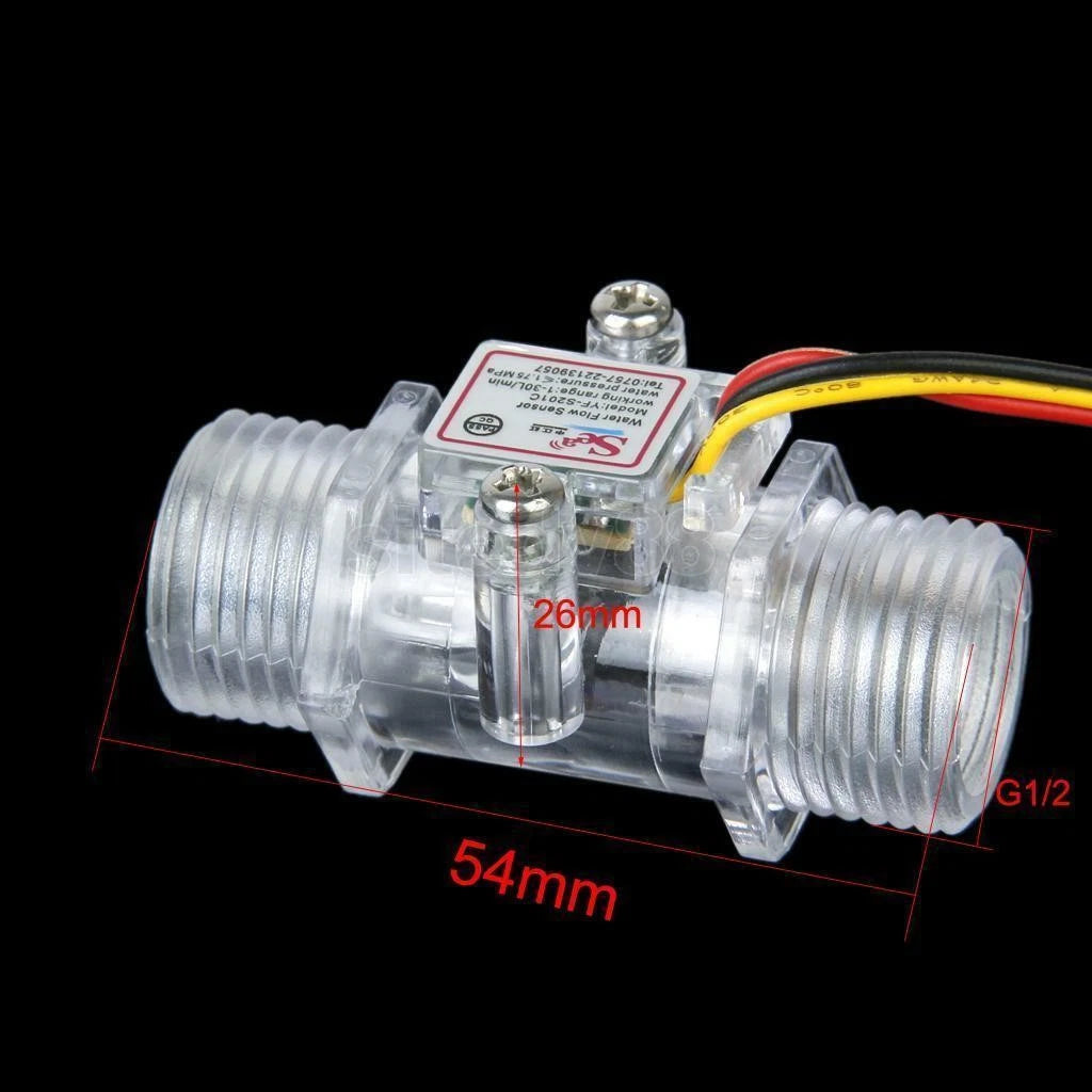 G1/2" Copper Water Flow Hall Sensor Switch Flow Meter Flowmeter Counter C