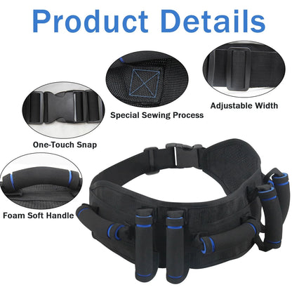KkaFFe Gate Belt for Elderly with 7 Handles,Gait Belts Transfer Dblue