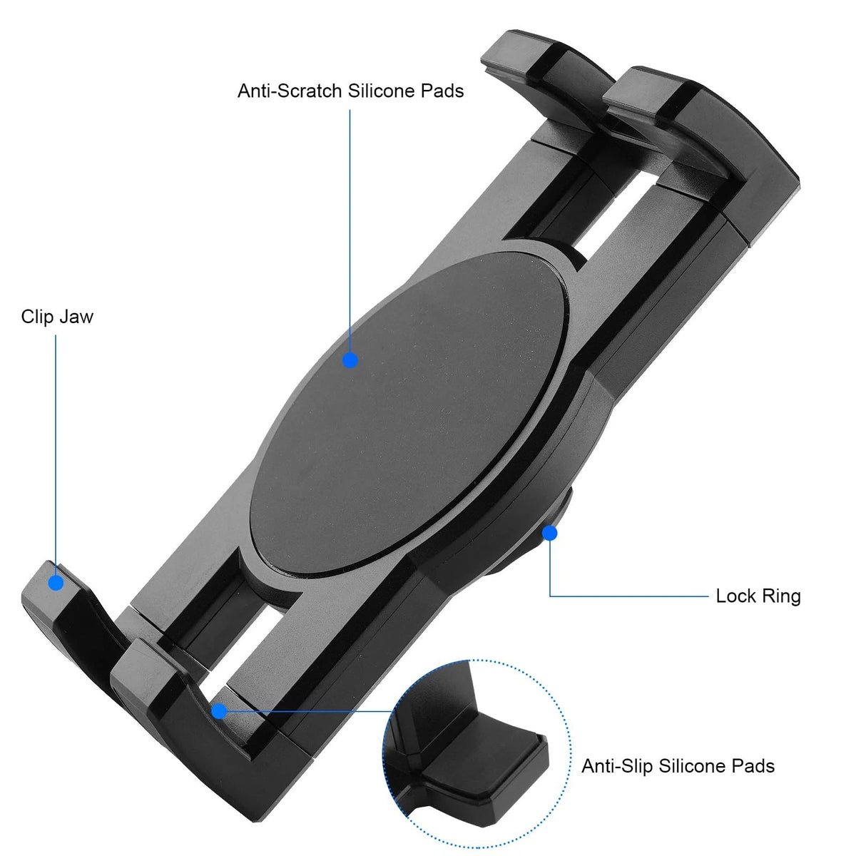 Tablet Holder Clamp Clip Mount Replacement with 17mm Ball Joint Socket Black