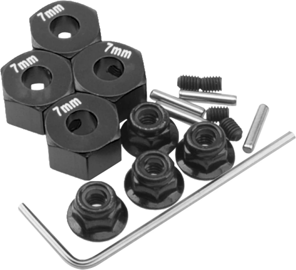 Metal 12mm Hex Wheel Hubs 7mm Thick Drive Adapters with Flanged Lock Black