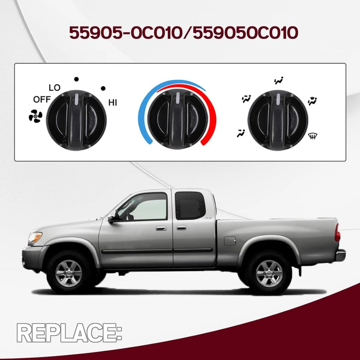 3 Pcs 55905-0C010 Fan Speed Selector Knob For Toyota Tundra 2000-2006 Trucks