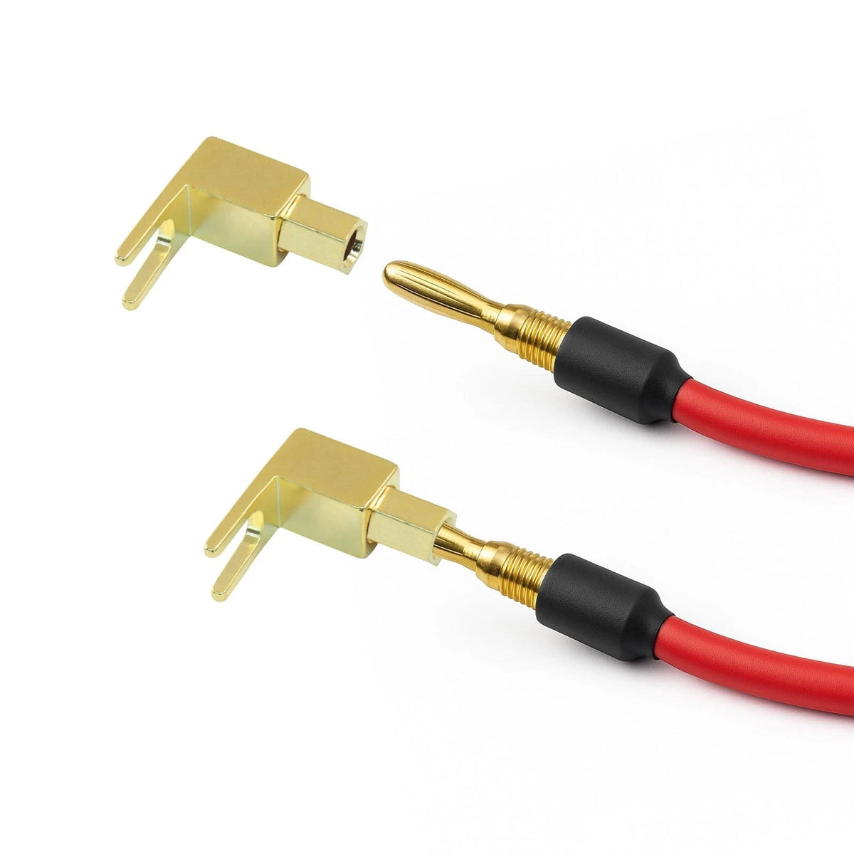 Zorveiio 4 Pack Hi-Fi Banana Plug to Spade Adapter Plated Brass 4 PCS