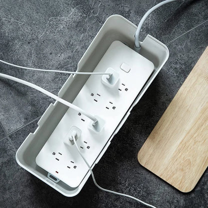 Cable Management Box by Baskiss, 12x5x4.5 inches, Wood Lid, Wire White