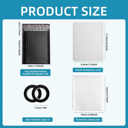 242 Pcs Trading Card Shipping Protector Set 5 inches x 6 inches, black