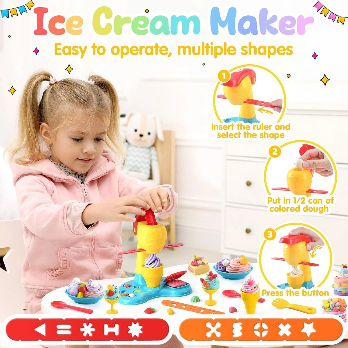 PLAY 2 in 1 Color Dough Kitchen Creations Set, Ice Medium, Yellowish Purple