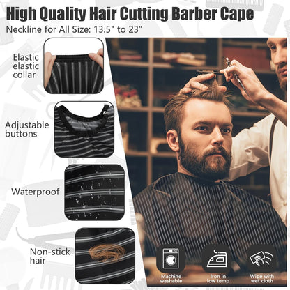 NICEMOVIC 10 in 1 Hair Cutting Barber Cape with Neck Duster Standard, Stripe