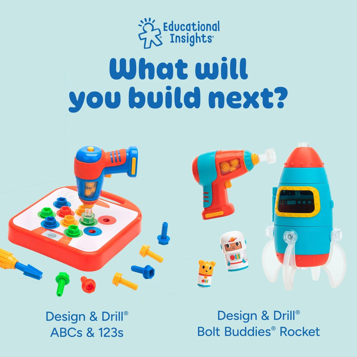 Educational Insights Design & Drill Bolt-It Bucket - Medium, Multi