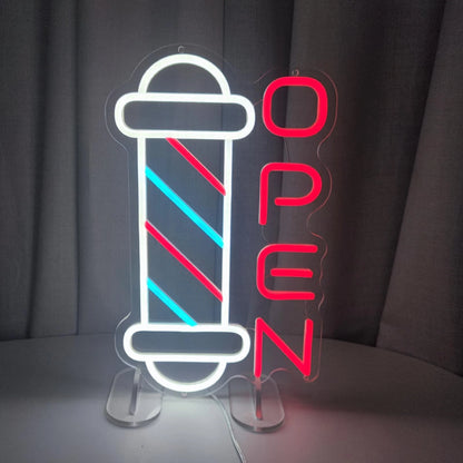Barber Shop Neon Signs for Wall Decor 40 cm x 23.7 cm, open-28-1-FBM