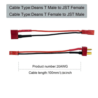 2Pairs T Plug to JST Connector Male Female with 20AWG 10cm Silicone Cable...