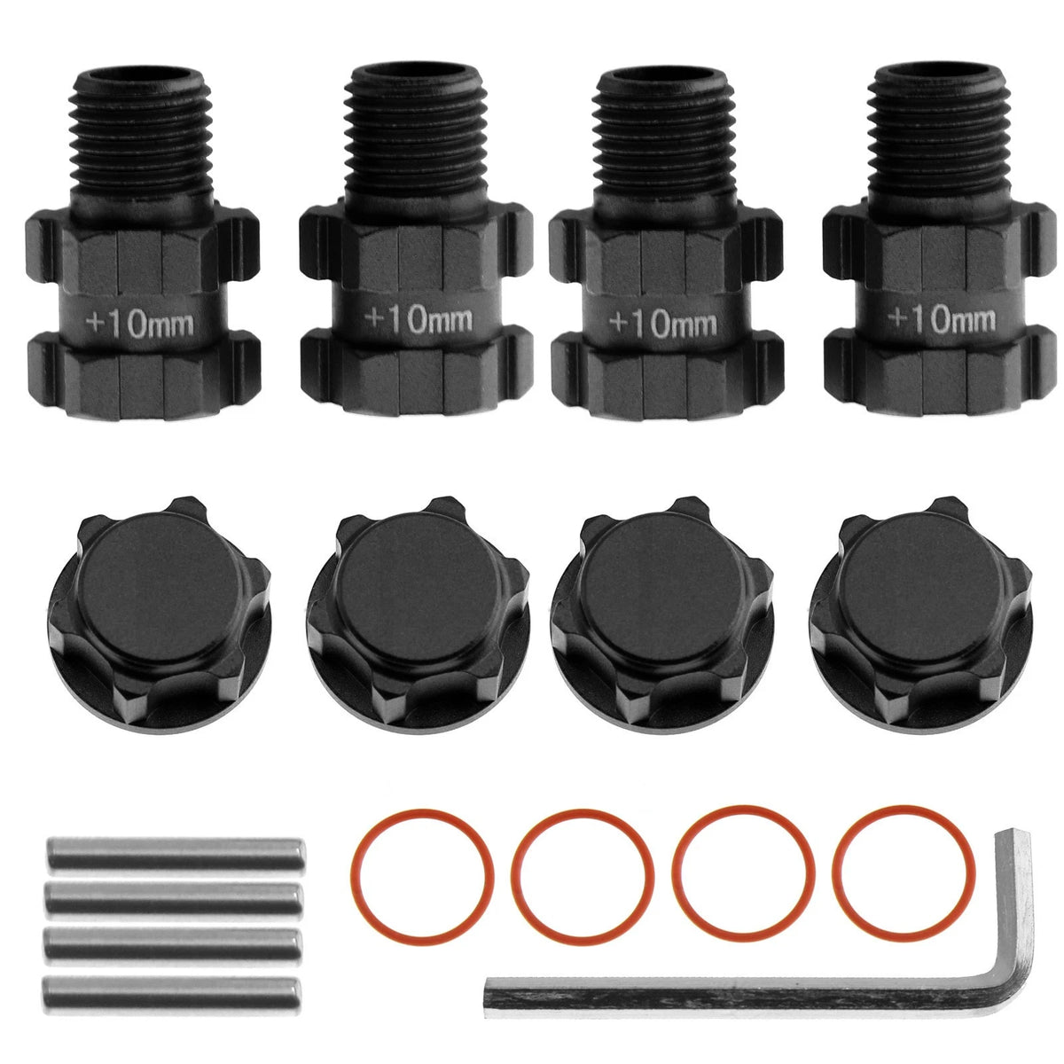 4PCS 14mm to 17mm Wheel Hex Hub Adapter for Arrma Senton Granite 4X4 3S Black