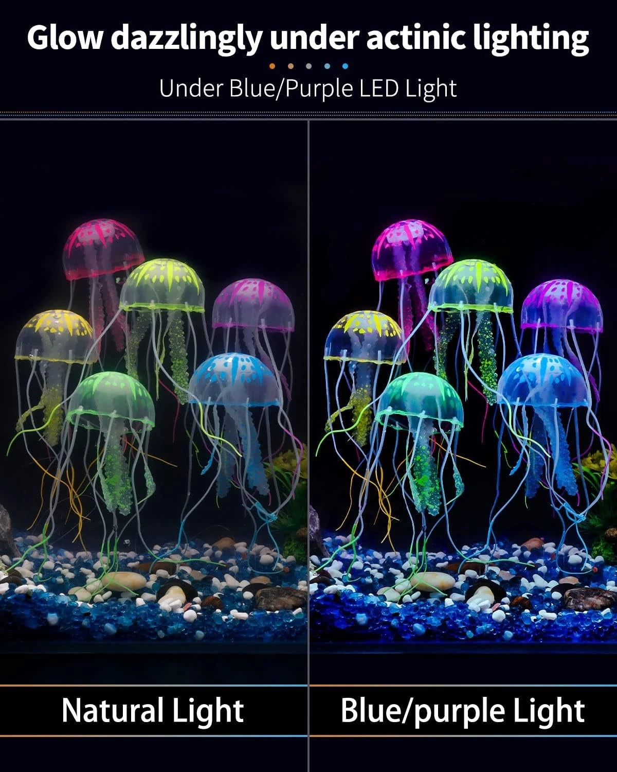 Uniclife 6 Pcs Glowing Jellyfish Ornament Decoration for Aquarium