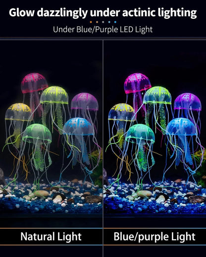 Uniclife 6 Pcs Glowing Jellyfish Ornament Decoration for Aquarium