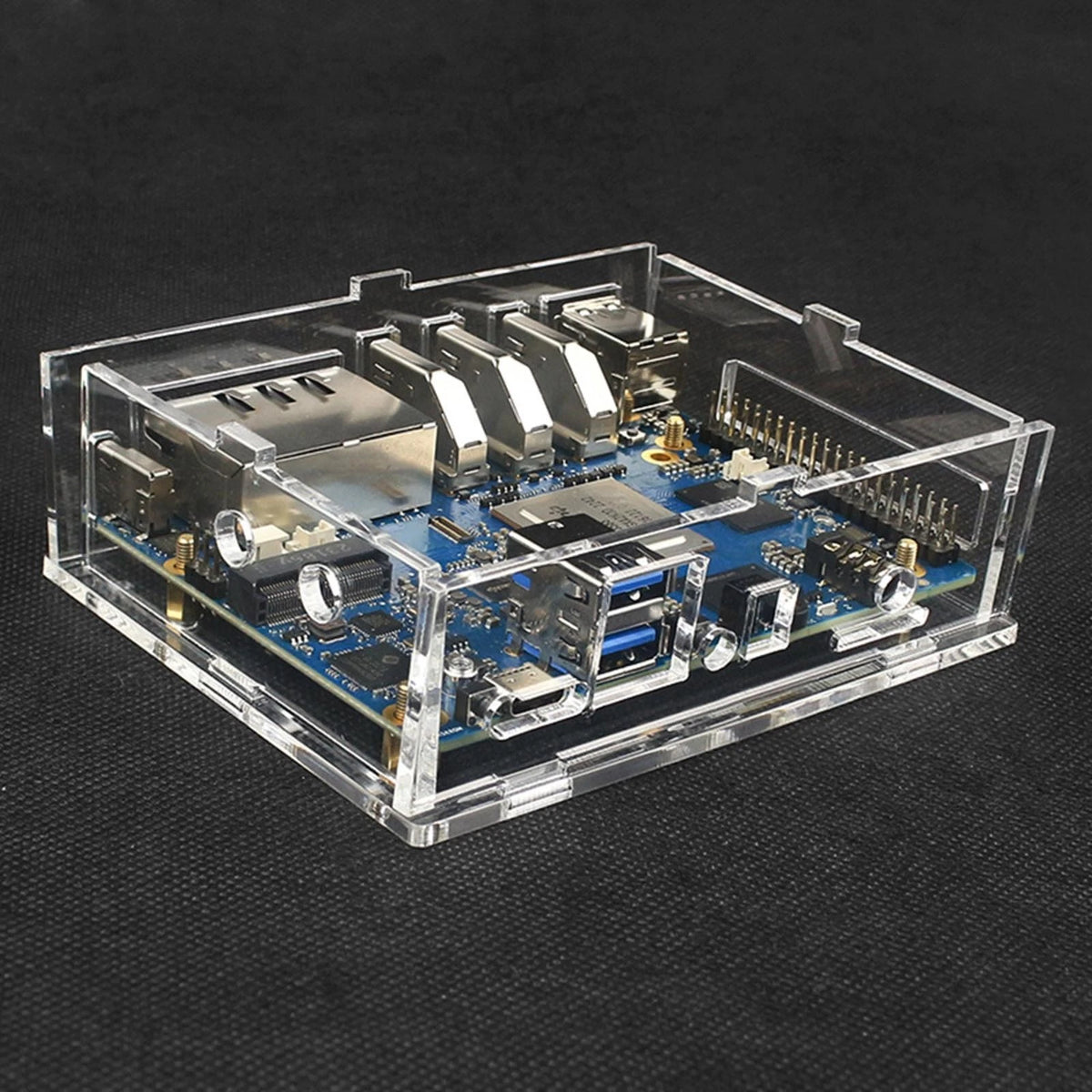 Acrylic Transparent Enclosure Case House W/ Cooling Fan For Orange Pi 5 Plus j