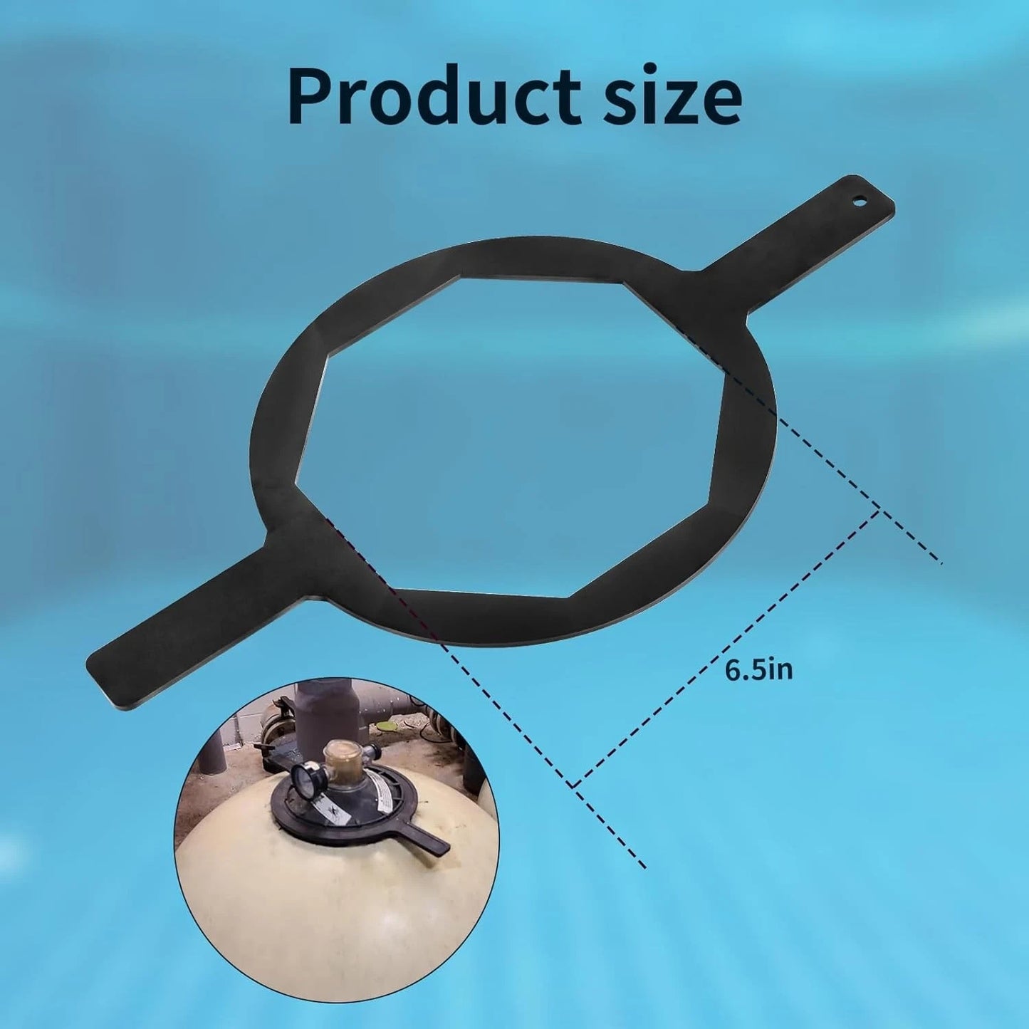 Ziyuan Metal 154512 Wrench 6 1/2" Across Flats Pool & Spa Sand Filter Black