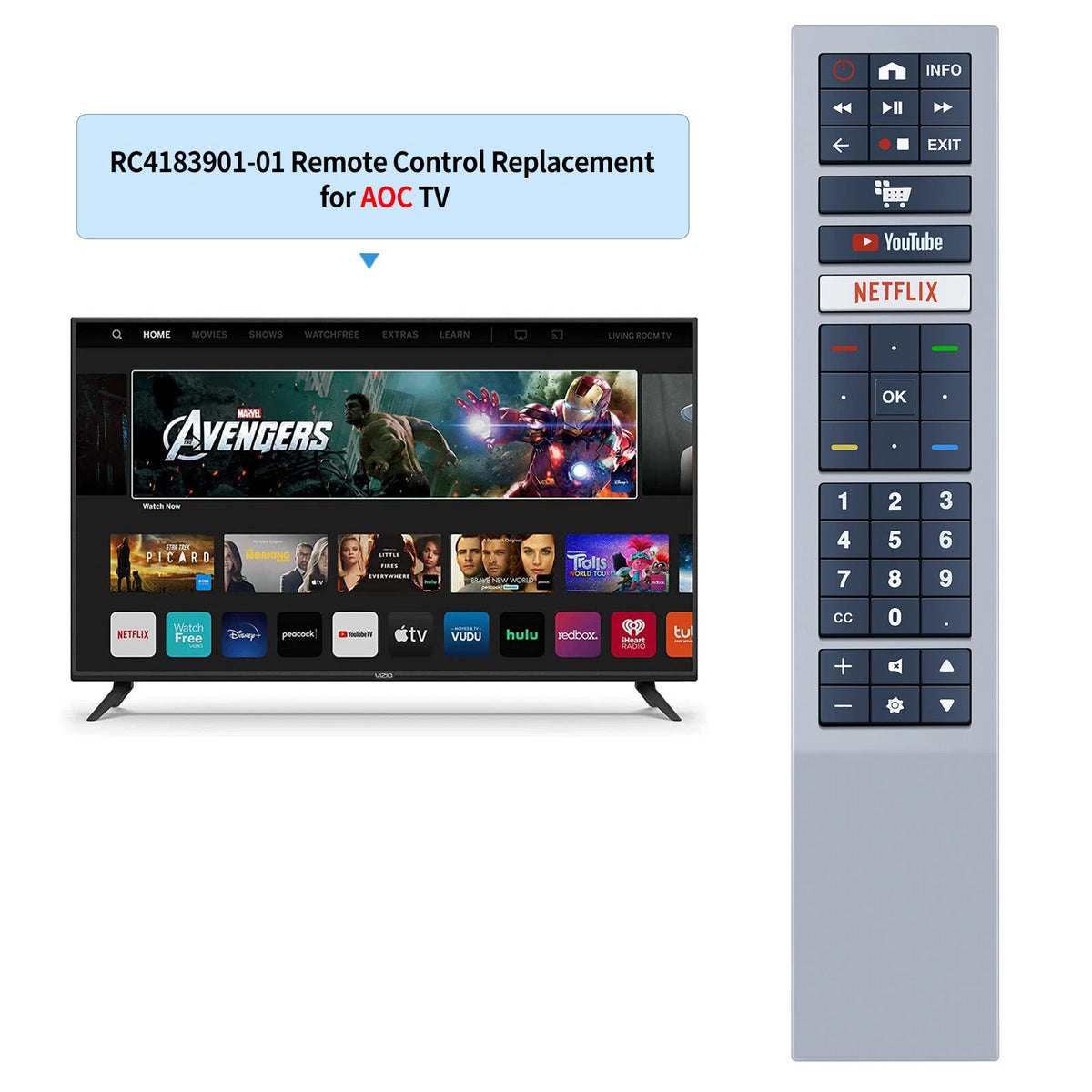 RC4183901 Remote Control For AOC TV 398GR10BEACN0001PH 32S5295/78G