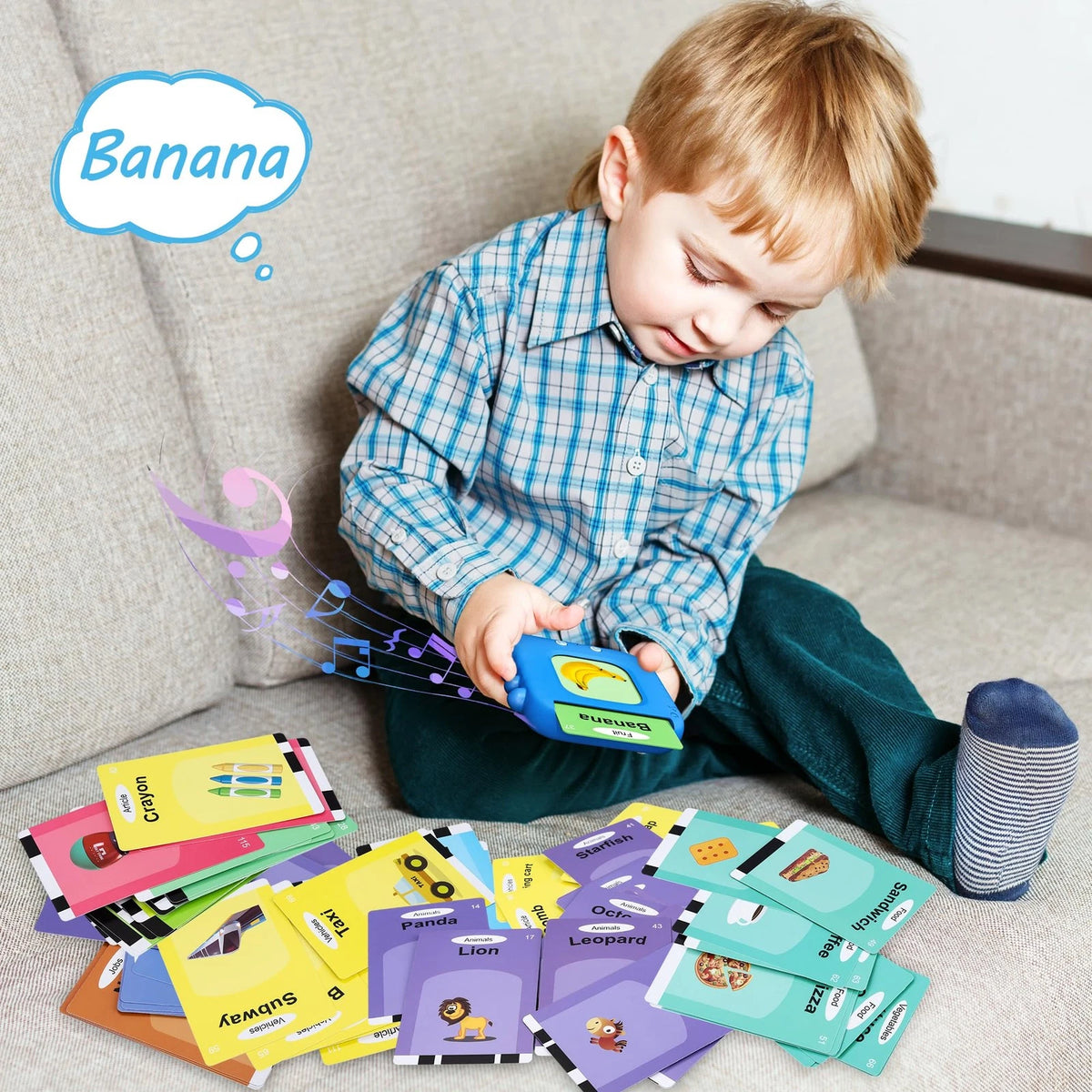 Talking Flash Cards,Kids Toddler Cards with 240 Sight 1, Blue