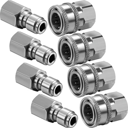Hotop 4 Sets NPT 3/8 Inch Stainless Steel Male and Inch, Internal Thread