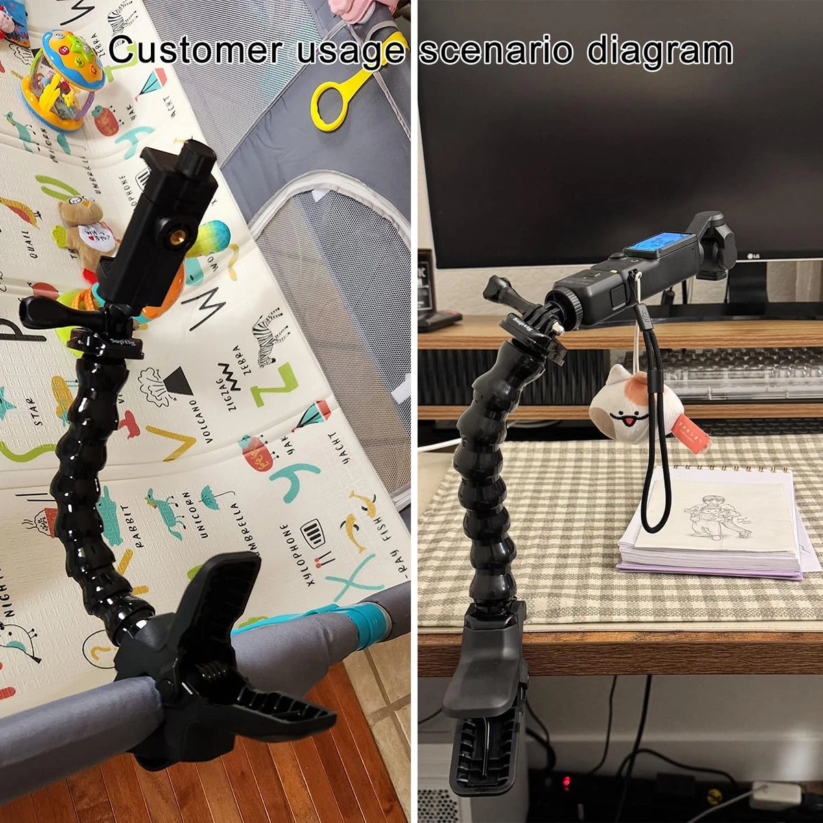 Suptig Phone Holder Desk Gooseneck Mount, Cell 3.5 x 4.8 x 8.26 inches, Black
