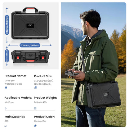 STARTRC Dual Layer Waterproof Hard Case for DJI Mini 5 Pro Drone,