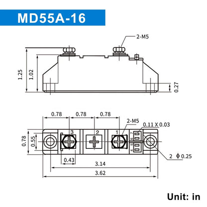 LCLCTC 50 amp Diodes 12V blocking 110V and 120V MD 55A-16;to Prevent black