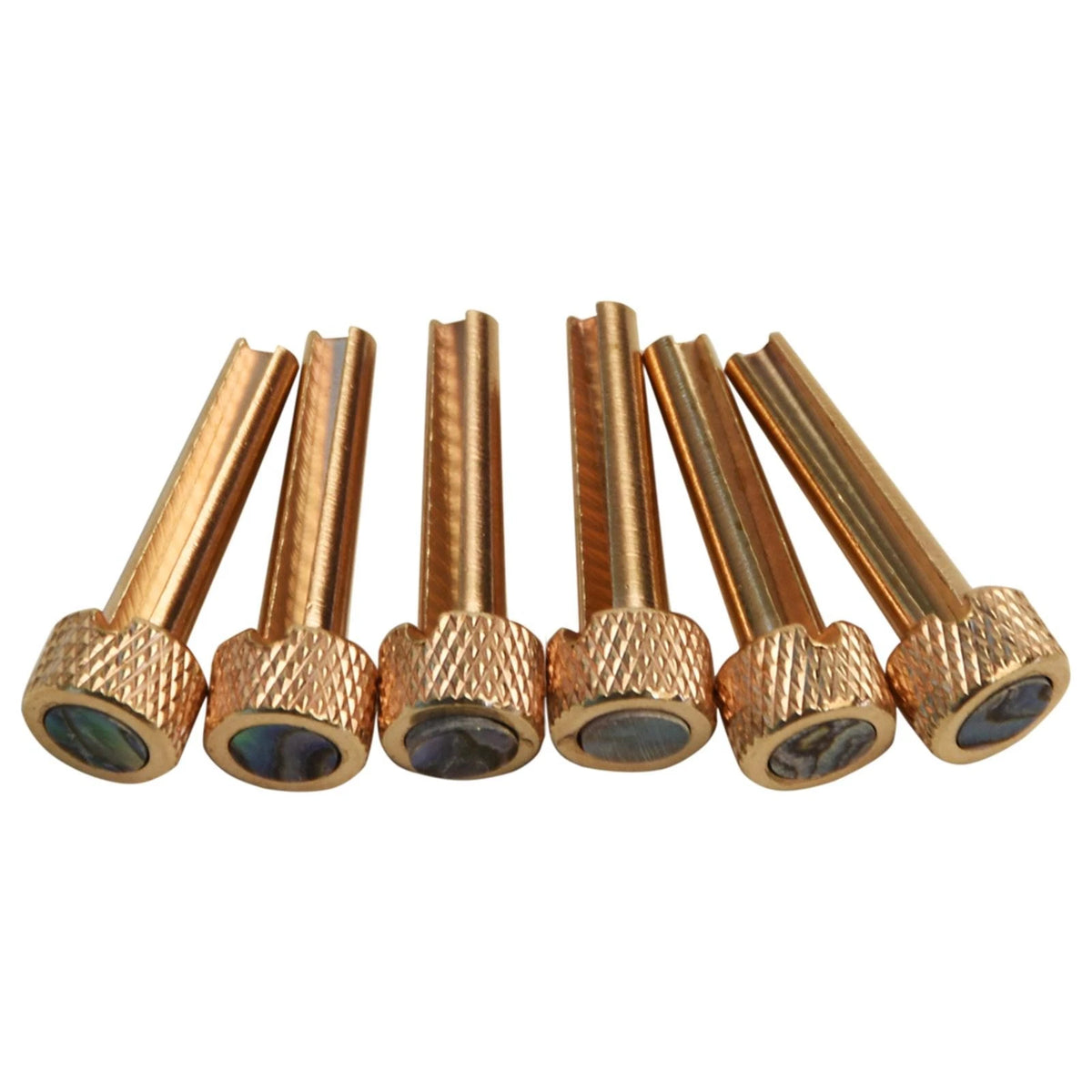 6Pack Flat Top Design Brass Bridge Pins Abalone Dot Inlay For Acoustic Guitar C